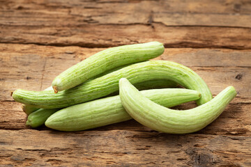 Fresh Armenian cucumbers on  wooden  
