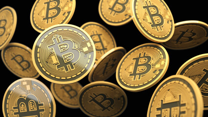 	
Bitcoin 3d render background image.