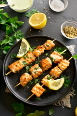 Barbecue salmon skewers