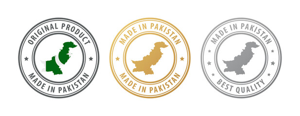 Made in Pakistan - set of stamps with map and flag. Best quality. Original product.