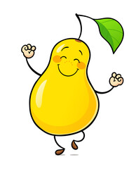 Dance pear. Delicious, sweet, ripe fruit, Isolated on white background. Eps10 vector illustration.