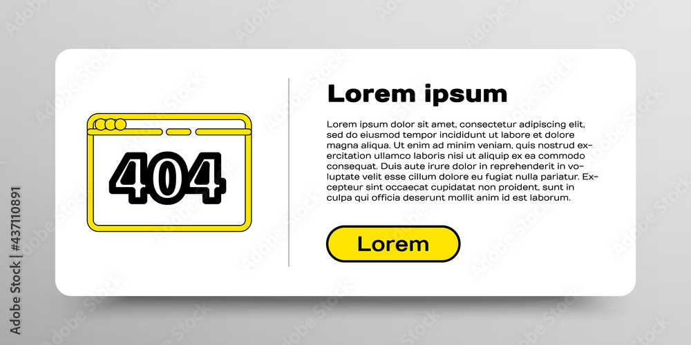 Poster line page with a 404 error icon isolated on white background. template reports that the page is not 