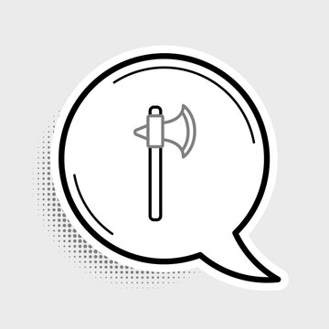 recommend clip art: Line Medieval axe icon isolated on grey background. Battle axe, executioner axe. Colorful outline concept. Vector