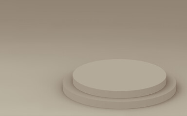 Abstract 3d brown color cylinder podium minimal studio background.