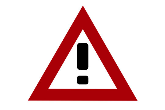 Red Danger Triangle Road sign isolated on a white background