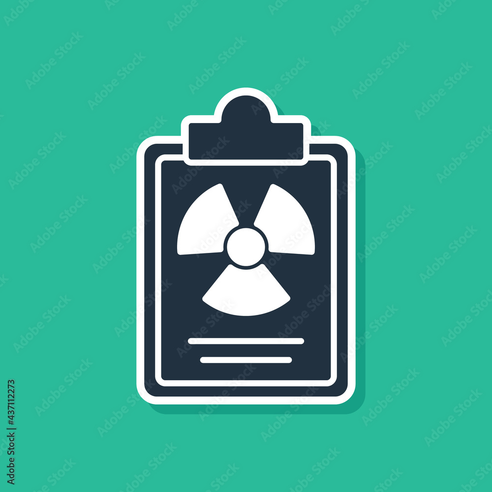 Poster blue radiation warning document icon isolated on green background. text file. vector
