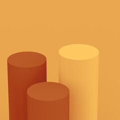 Abstract 3d orange brown colors cylinder podium minimal studio background.
