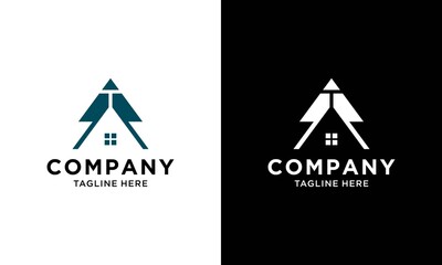 Home arrow logo design inspiration. Real estate house logo icon design template elements