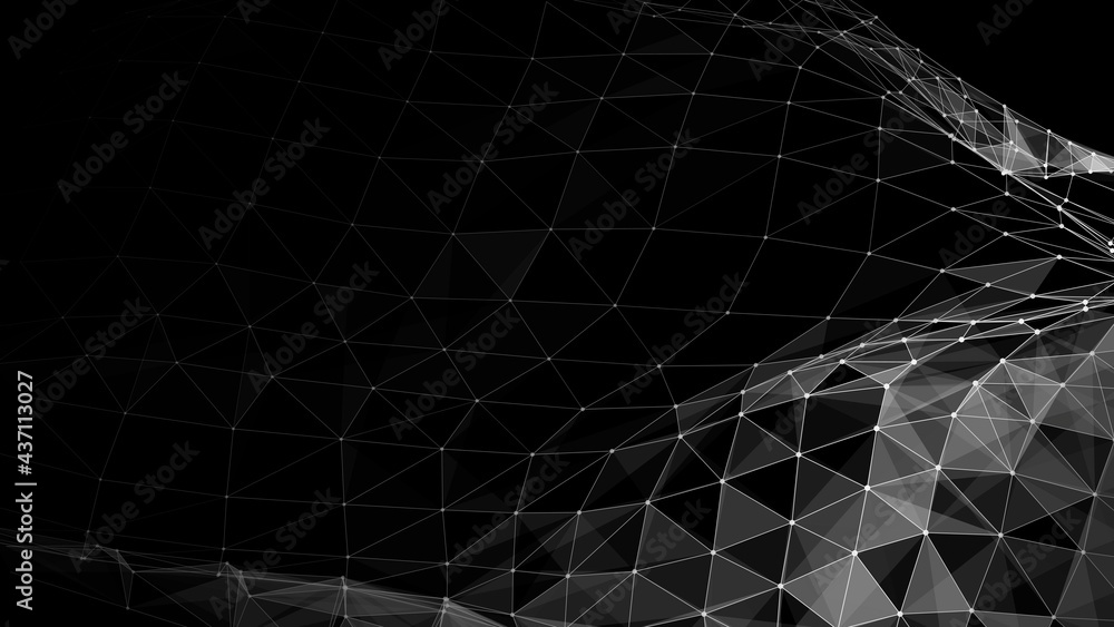 Leinwandbilder Vector polygonal space with dots and lines. Triangular structure. Background concept for your design. 3d