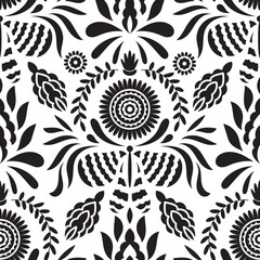 Vector Seamless Mexican Otomi Style  Pattern - 437113601