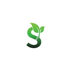 Letter S with green leafs icon logo design template illustration