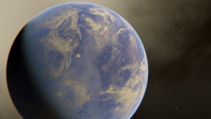 Naklejka premium planet in deep space, science fiction wallpaper 3d render