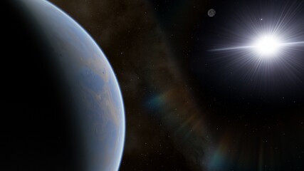 planet in deep space, science fiction wallpaper 3d render