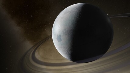 planet in deep space, science fiction wallpaper 3d render