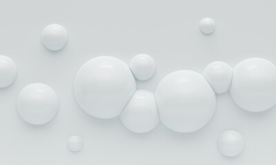 White shiny abstract background with bubbles. 3d rendering
