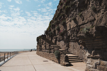 Beautiful view of Ramsgate East Cliff Promenade and the Beach on sunny day