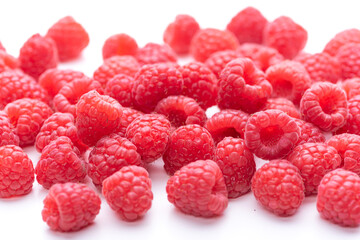 Raspberry berries on a white background