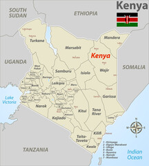 Map of Kenya with Cities