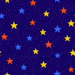 Stars and dots childish vector seamless pattern graphic design.