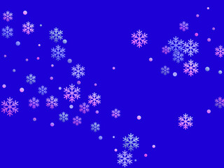 Crystal snowflake and circle shapes vector design. Trendy winter snow confetti scatter banner background. Flying colorful gradient snow flakes background, winter water crystals vector.