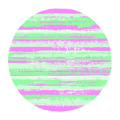 Circle vector geometric shape with striped texture of paint horizontal lines. Planet concept with old paint texture. Badge round shape circle logo element with grunge background of stripes.