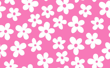 Floral seamless with hand drawn color flowers. Cute summer background. Modern floral compositions. Fashion vector stock illustration for wallpaper, posters, card, fabric, textile