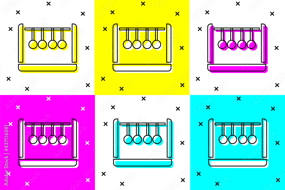 Poster set pendulum icon isolated on color background. newtons cradle. vector