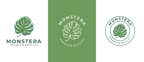 monstera leaf logo template for spa, salon, skin & hair care © budana