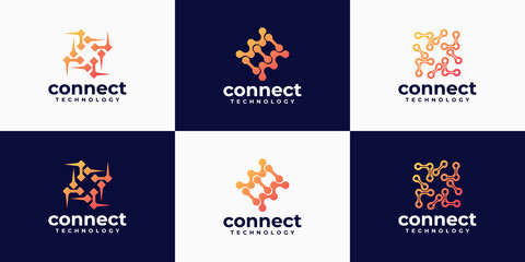 Obraz na płótnie Canvas creative gradient abstract technology company logo collection