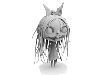 Cartoon Character horrible zombie Girl 3d-illustration 3d-rendering