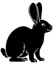 Rabbit or hare - black vector animal silhouette for logo or pictogram. Rabbit - a sign for identity, an icon.