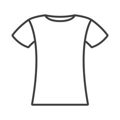 T-shirt linear icon. A simple line drawing of a short sleeved shirt. Isolated vector image on a clean white background.