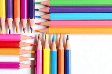 pencils on white background