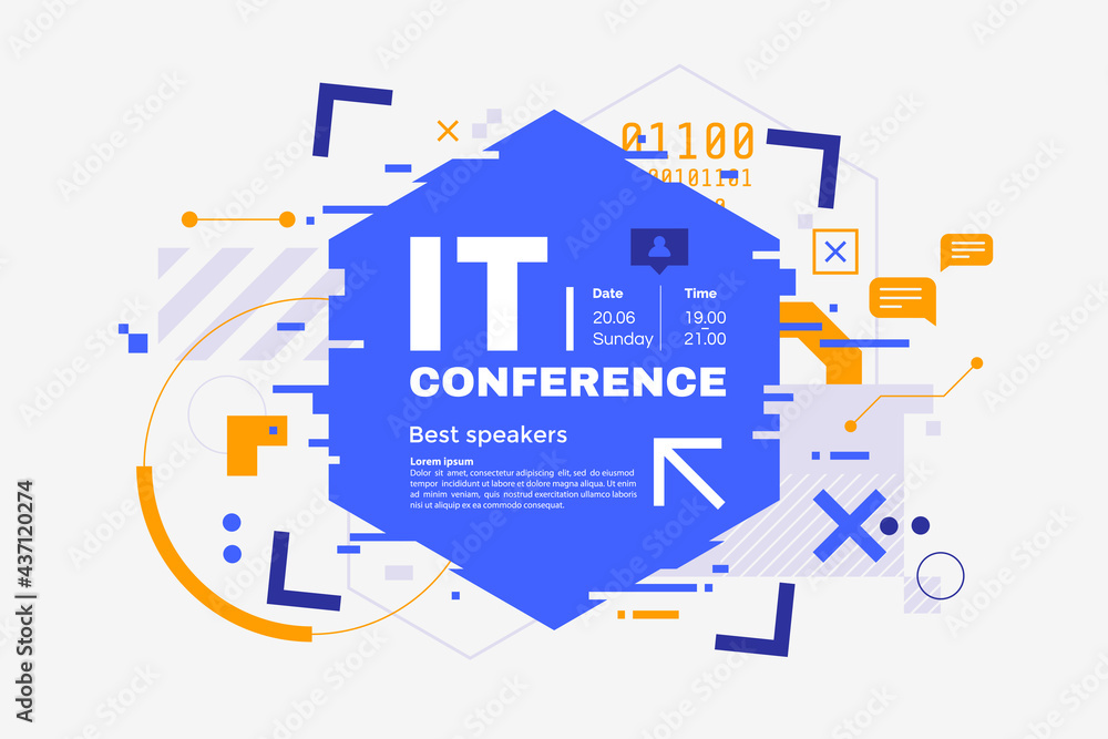 Poster invitation banner to the information technology conference. it webinar invitation design. announceme