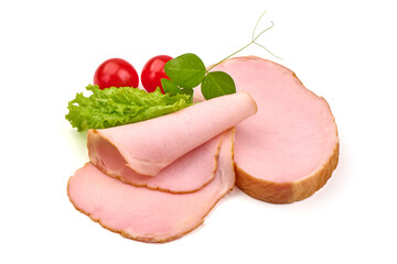 Pork loin slices, isolated on white background. High resolution image.