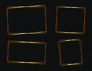 Golden Light Frames set Isolated On Black