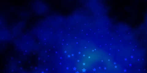 Dark BLUE vector background with colorful stars.