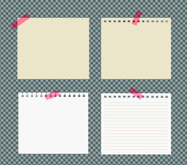 Set of paper sheets A4, A5 with shadows, realistic paper page