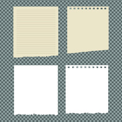 Set of paper sheets A4, A5 with shadows, realistic paper page