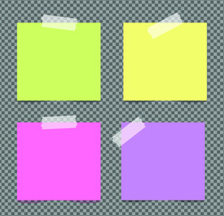 Realistic sticky notes isolated with real shadow on white background. Square sticky paper reminders with shadows, paper page mock up. 