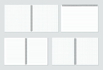 Set of paper sheets A4, A5 with shadows, realistic paper page mock up.