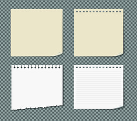 Set of paper sheets A4, A5 with shadows, realistic paper page