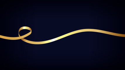 Gold ribbon on a dark blue background. Vector illustration.