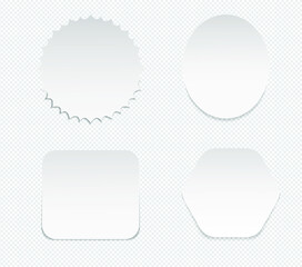Realistic sticky notes isolated with real shadow on white background. Square sticky paper reminders with shadows, paper page mock up. 