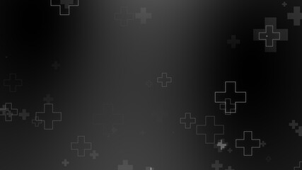 Obraz premium Medical health cross neon light shapes pattern on black background. Abstract healthcare with coronavirus infected deaths case concept.