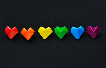 LGBT flag hearts, LGBTQ+ Pride month symbol	