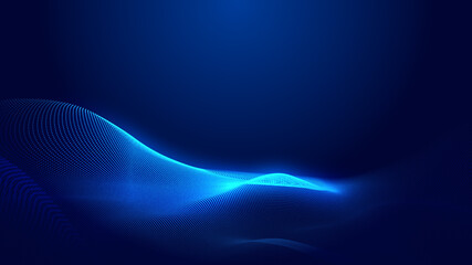 Dot blue wave light screen gradient texture background. Abstract  technology big data digital background. 3d rendering.