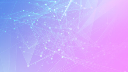 Abstract pink blue polygon tech network with connect technology background. Abstract dots and lines texture background. 3d rendering.