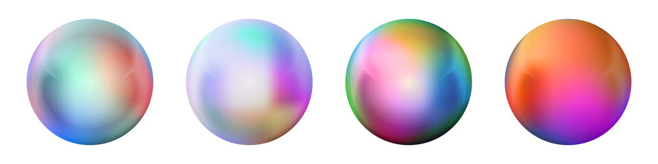 Set with glass colorful balls. Glossy realistic ball, 3D abstract vector illustration highlighted on a white background. Big metal bubble with shadow