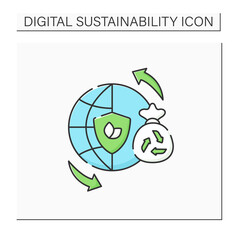 Sustainable lifestyles color icon. Thinking about the world, life processes. Overthinking. Reducing Earth natural resources.Digital sustainability concept.Isolated vector illustration